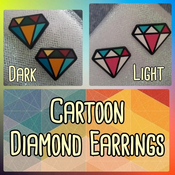 Cartoon Colorful "Diamond" Earrings - Picture 1 of 2